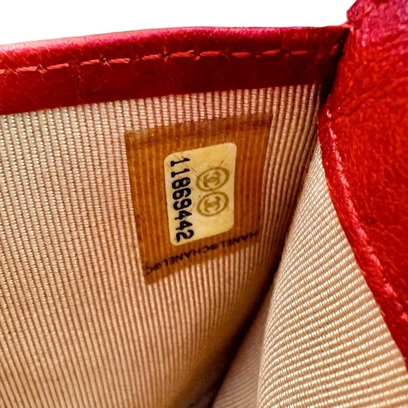 Authentic CHANEL Red Quilted Lambskin Leather Long Wallet With Authenticity Card - Picture 8 of 15
